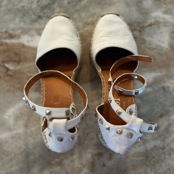 Maypol Made in Spain Leather Studded Wedge Espadrille - Picture 2 of 14